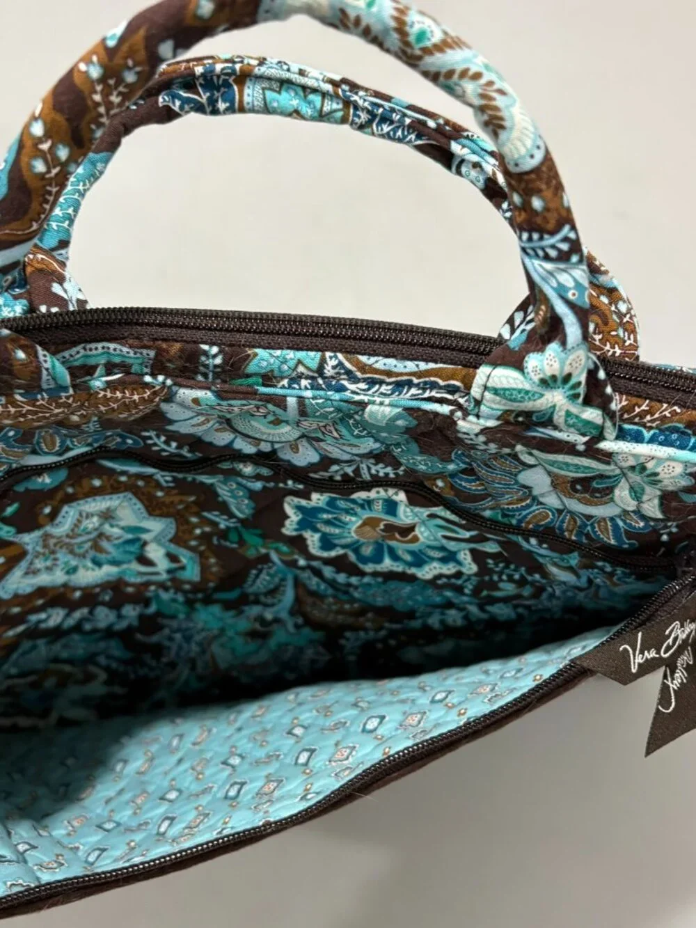 Vera Bradley Java Blue Paisley Quilted Cotton Laptop Tablet Bag Retired
